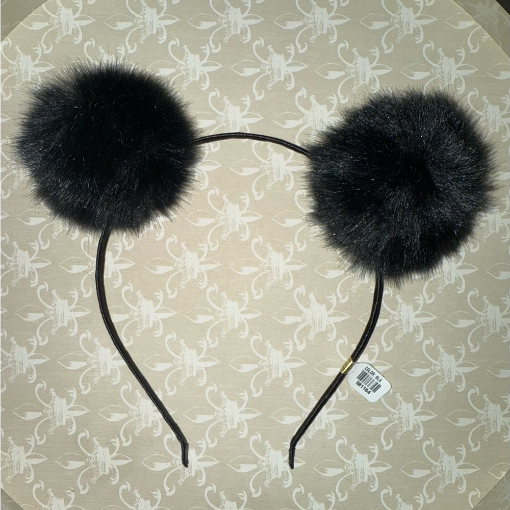 Black Furry Pom Pom Headband Halloween